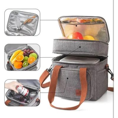 Bolsa Térmica Alça Transversal 2 Compartimentos Marmita Lancheira Trabalho Passeio Academia Escola