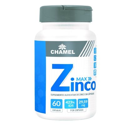 Zinco Max  60 cápsulas  Chamel  (Alto Teor de zinco (29,59 mg)