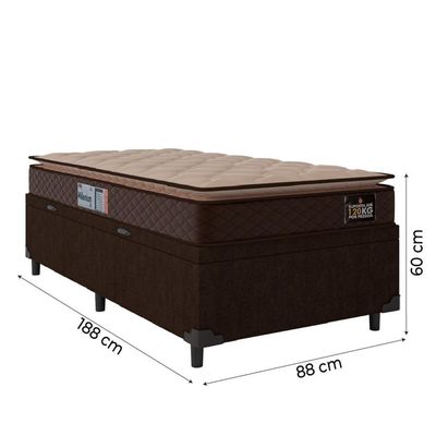Cama Box Baú Solteiro Colchão Espuma D33 Pillow 88x188x60cm Marrom Suporta Até 120kg Marrom