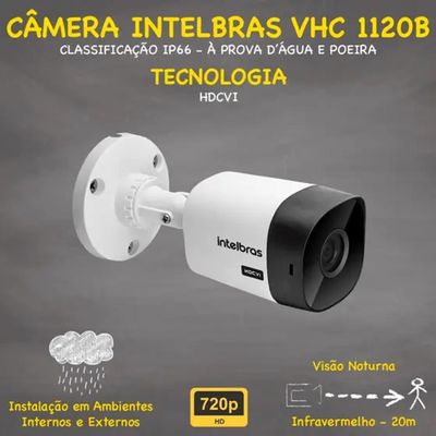 Kit DVR Intelbras 8 canais 1008c H.265 Sem HD 3 câmeras Vhl 1120 hd