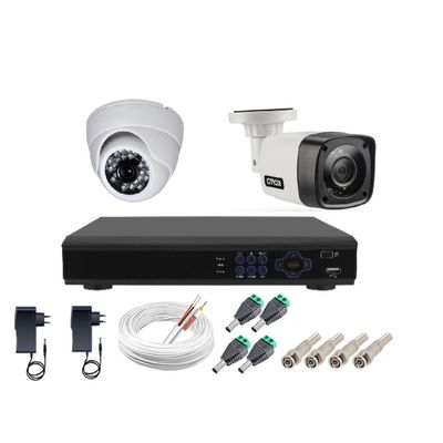 Kit cftv 2 cameras de segurança hd 1 internas dome e 1 externas bullet + dvr 4ch full hd