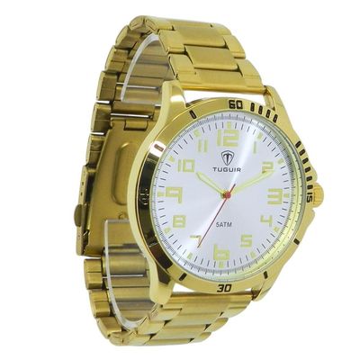 Relógio Tuguir Masculino Ref: Tg30355 Casual Dourado