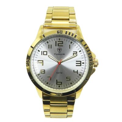 Relógio Tuguir Masculino Ref: Tg30355 Casual Dourado