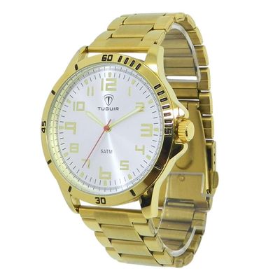Relógio Tuguir Masculino Ref: Tg30355 Casual Dourado