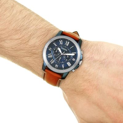Relógio Fossil Masculino Ref: Fs5151/0an Cronógrafo Azul