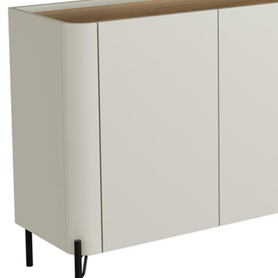 Aparador Buffet Para Sala de Jantar 4 Portas Pés Industrial Preto Naim I03 Luna Louro - Lyam Decor