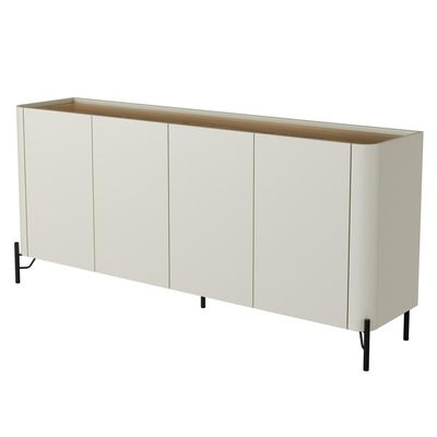 Aparador Buffet Para Sala de Jantar 4 Portas Pés Industrial Preto Naim I03 Luna Louro - Lyam Decor