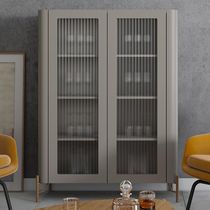 Cristaleira Sala De Jantar 2 Portas Vidro Pés Industrial Dourado Naim I03 Grigio - Lyam Decor