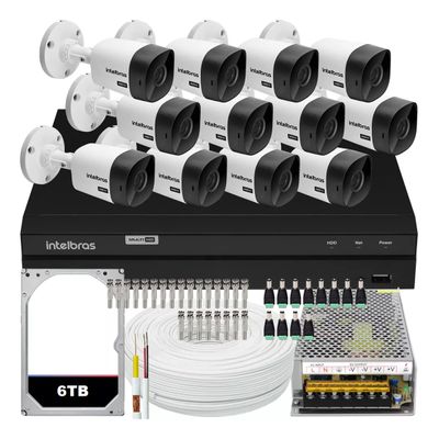 Kit Cftv Monitoramento 12 Cameras Segurança Intelbras Mhdx 1216 6 Tera