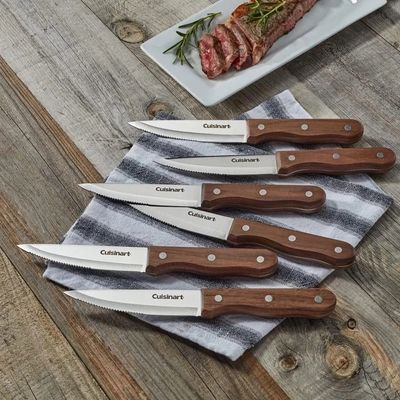 CONJUNTO CUISINART 6 FACAS EM AÇO INOXIDÁVEL CABO MADEIRA NOGUEIRA GB-C55WS6STK