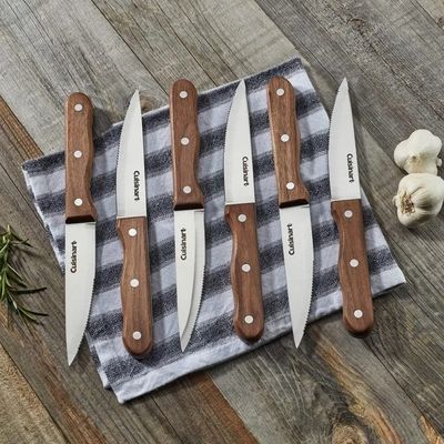 CONJUNTO CUISINART 6 FACAS EM AÇO INOXIDÁVEL CABO MADEIRA NOGUEIRA GB-C55WS6STK