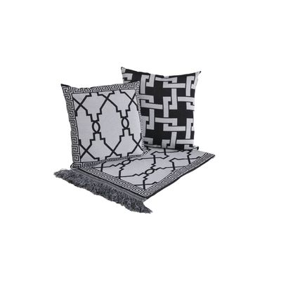 Kit Peseira Grécia 5 Peças Queen 60% Algodão / 40% Poliéster Tecido Jacquard Acompanha Almofadas Cheias - Preto