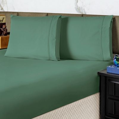 Jogo de Cama Lençol Casal Conforto Percal 300 Fios 3 Peças - Verde
