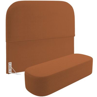 Cabeceira Cama Box King 195cm Lanna com Puff Recamier Doha W01  Bouclê Terracota - Lyam Decor