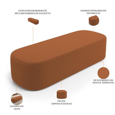 Cabeceira Cama Box King 195cm Lanna com Puff Recamier Doha W01  Bouclê Terracota - Lyam Decor