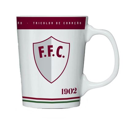 Caneca Porcelana Premium BrasFoot Fluminense 280ML Licenciada Branco