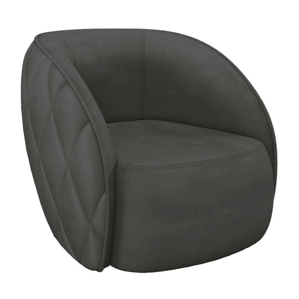 Poltrona Decorativa Clarke Veludo Cinza - Gran Belo
