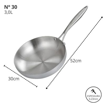 Frigideira Supreme Total Inox Corpo Triplo 3 lts Nº 30 - Gp Inox