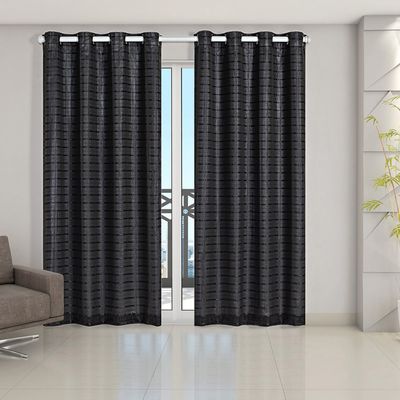 Cortina Blackout PVC Cinza Voil Xadrez 2,80m x 2,30m Forro 100% PVC/Voil 100% Poliéster - Preto