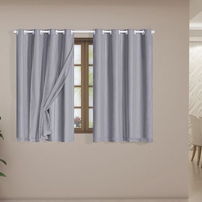 Cortina Blackout Voil Liso 2,00m x 1,40m Voil 100% Poliéster/Forro 100% PVC - Cinza