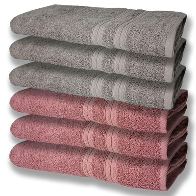 6 Toalhas Grande Super Felpudas e Grossa Algodão 80x150 Itália Soft Beka - Cinza/Rosê