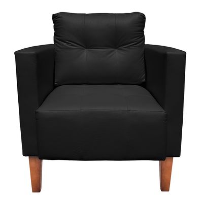 Poltrona Sala Decorativa Livia Pé Madeira Sintético Preto M11 - D'Rossi