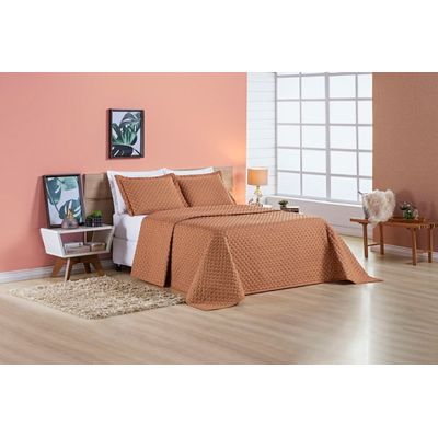 Cobre Leito 200 Fios Queen Ravena 03 Peças - Terracota