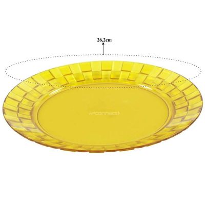 Jogo 6 Pratos Grandes 26cm Amarelo Crippa Servir Mesa Posta Porções Aperitivos