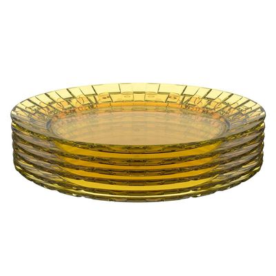 Jogo 6 Pratos Grandes 26cm Amarelo Crippa Servir Mesa Posta Porções Aperitivos