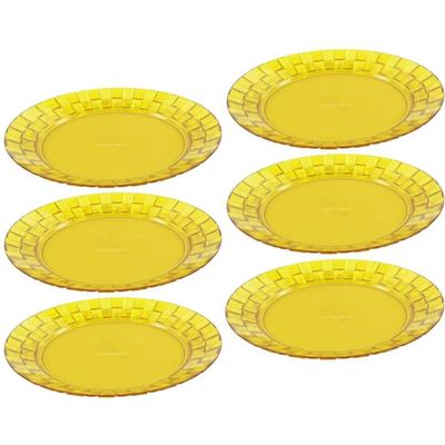 Jogo 6 Pratos Grandes 26cm Amarelo Crippa Servir Mesa Posta Porções Aperitivos