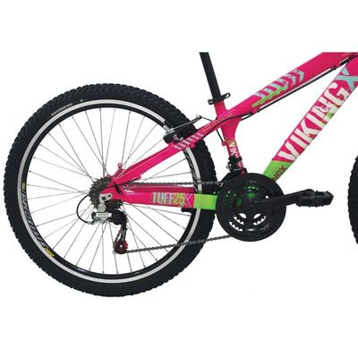 Bicicleta Freeride Aro 26 21 Vel Rosa/Verde VikingX TUFF25