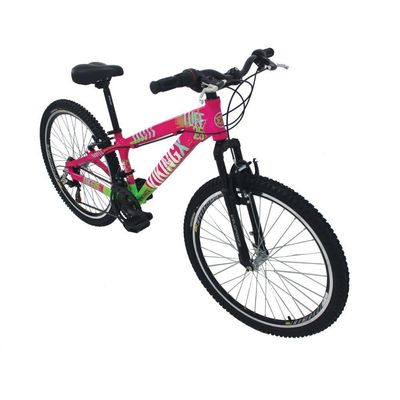 Bicicleta Freeride Aro 26 21 Vel Rosa/Verde VikingX TUFF25