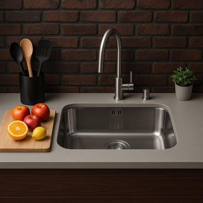 Cuba Alto Brilho 56x34cm para Cozinha Tramontina Lavínia 29L Aço Inox Bancada Pia