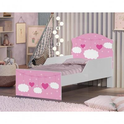 Mini Cama Nuvens Meninas Com Colchão