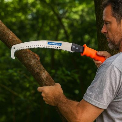 Serrote de Poda Tramontina Lâmina em Aço Carbono Gancho 32cm 12,5" Podador Galhos Árvores