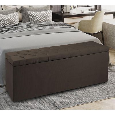Recamier Baú 1,60m Madrid Suede Marrom Dal Poz Estofados