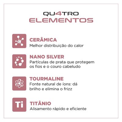 Chapinha Prancha Alisadora Mondial by Juliette Qu4tro Elementos P-JU-01 230º Golden Rosé - Bivolt