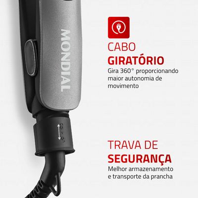 Prancha Alisadora Space Shine, Mondial, Preto, 50W, Bivolt - P-25