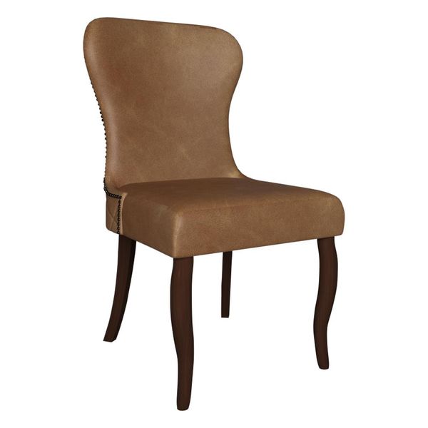 Cadeira Decorativa Sala De Jantar Duque Madeira PU Marrom - Gran Belo Cadeira Decorativa Sala De Jantar Duque Madeira PU Marrom - Gran Belo