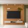 Painel Ripado Para TV 75 Pol Slats e Bancada Lisa 258x250cm L05 Nature Off White - Lyam Decor
