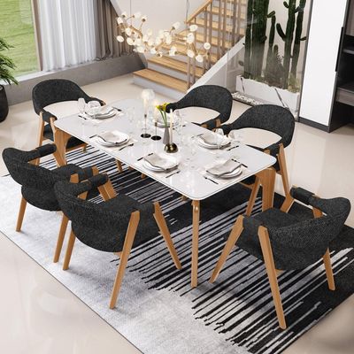 Kit 02 Cadeiras de Jantar e Estar Living Estofada Nadja L02 Linho Chumbo - Lyam Decor