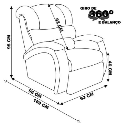 Poltrona do Papai Reclinável Giratória Balanço Zero Wall Biorne F05 Corano Marrom Brilho - Lyam Decor