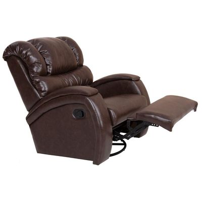 Poltrona do Papai Reclinável Giratória Balanço Zero Wall Biorne F05 Corano Marrom Brilho - Lyam Decor
