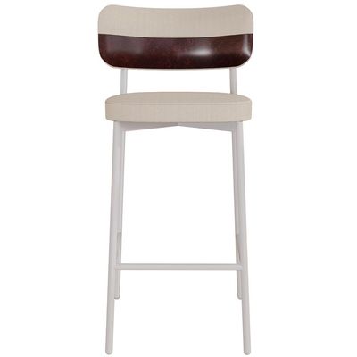 Kit 04 Banquetas Alta Bar Cozinha Sala De Jantar Aço Branco Kaira C01 Linho Areia Courino Café - Lyam Decor