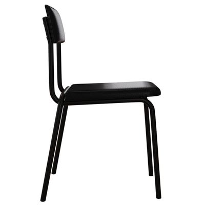 Kit 02 Cadeiras Estofada Para Sala de Jantar Sense Preto C01 Courino Preto  - Lyam Decor
