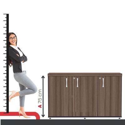 Armário Credenza 3 Portas Pivotantes Pe40 Preto-walnut