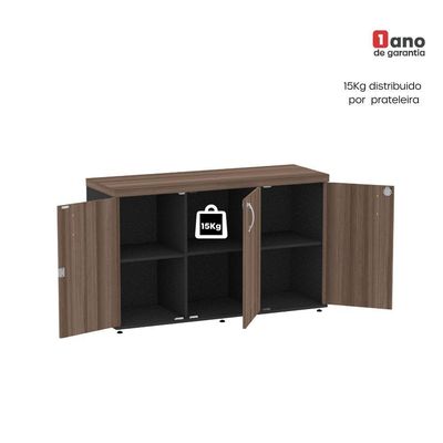 Armário Credenza 3 Portas Pivotantes Pe40 Preto-walnut