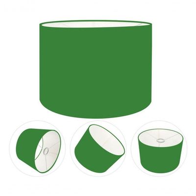 Cúpula Abajur E Luminária Cilíndrica Vivare Cp-7018 ø40x25cm - Bocal Nacional Verde-folha