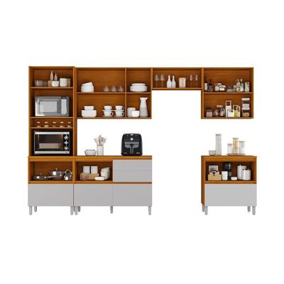 Cozinha Completa Itatiaia Lumina 350cm Paneleiro 2 Nichos Em Madeira Mdf Cinamomo/fendi