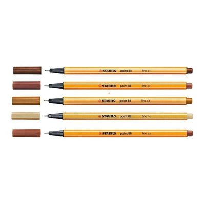 Caneta Fineliner 0.4mm Point 88 5 Tons De Marrom - Stabilo